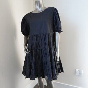 Merlette Black Sering Dress 100% Cotton Tiered Ruffle Flowing Women's Size Small